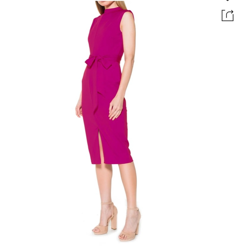 Alexia Admor mock neck belted dress magenta size 4